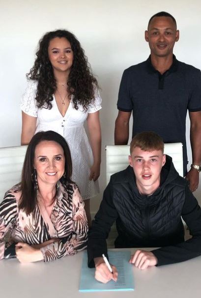 Cole Palmer with his parents Jermaine and Marie and sister